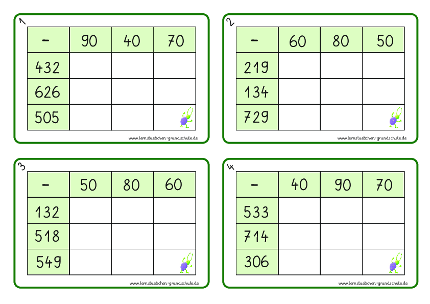 Tabellenrechnen mit Zehnerzahlen (2)